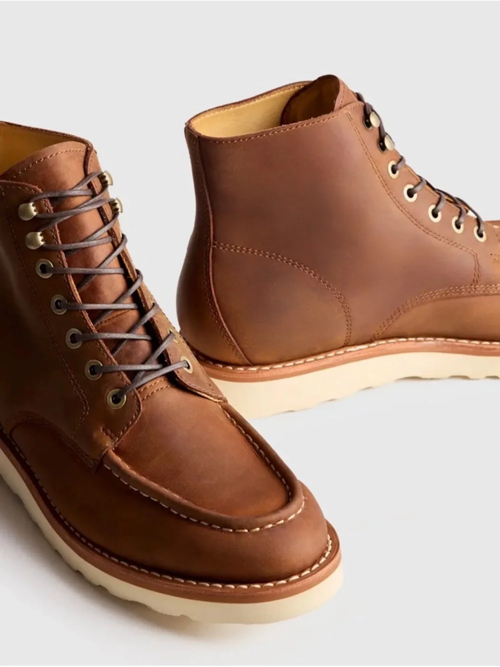 Quince crafted leather Men's‎ whiskey Moc Toe Work Boots size 10.5